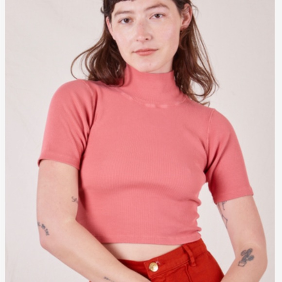 Big Bud Press 1/2 sleeve turtleneck shirt in raspberry sorbet pink size P - Picture 2 of 2